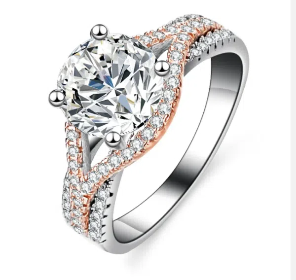 Two Toned Flower Moissanite Ring